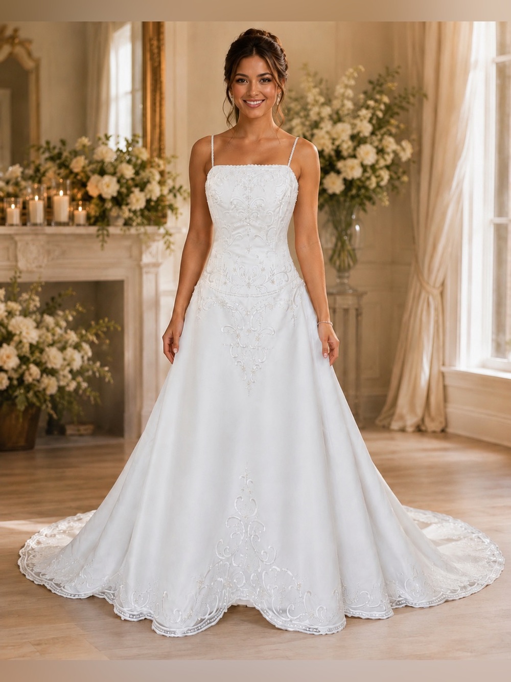Bridal Gown, Size 10, NWT, Ivory Beaded Strapless A-Line Wedding Gown with Train